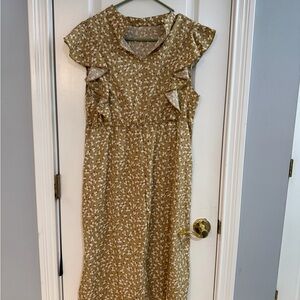 SHEIN Brown Floral Midi Dress